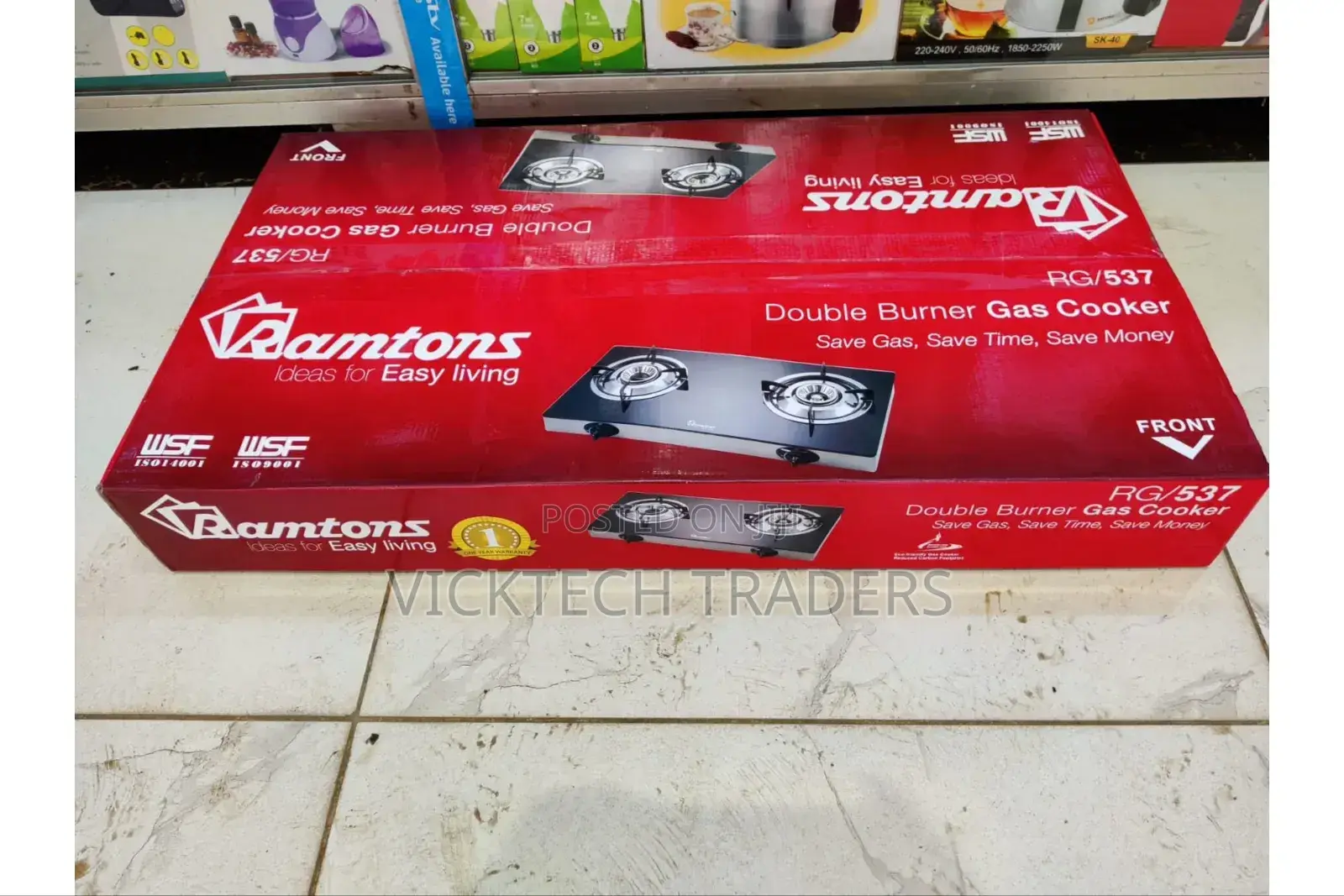 Ramtons 2burner Gas Cooker Ceramic Top