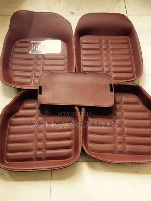 5pc Brown Leather Deep Dish Dust Mat - main view