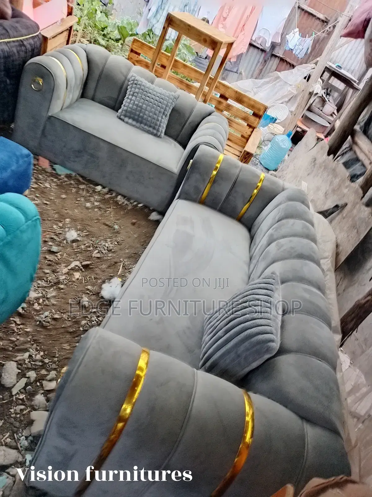 3,2 Grey Morden Velvet Five Seater Sofa Set on Sale