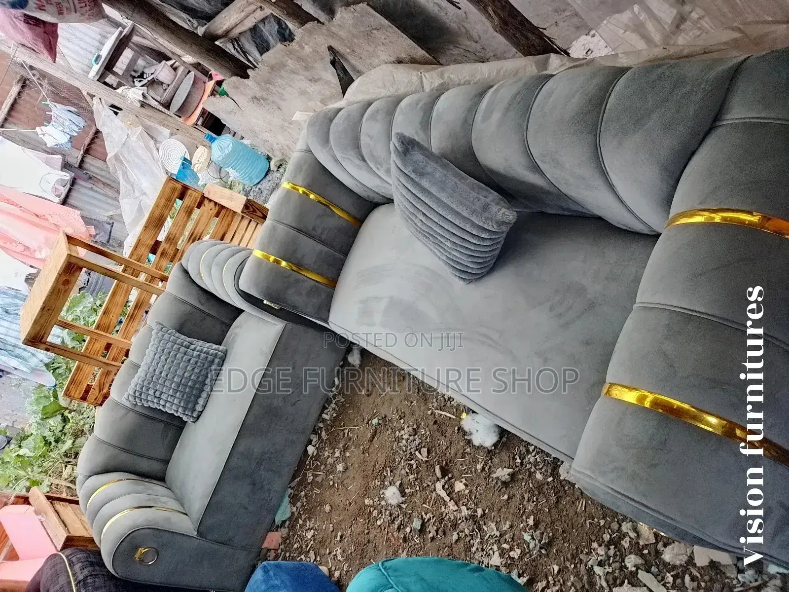 3,2 Grey Morden Velvet Five Seater Sofa Set on Sale