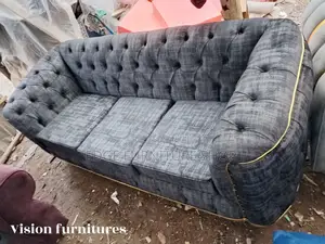 Modern Dark Grey Chester Three Seater Sofa Set on Sale