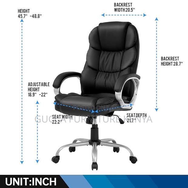 Office Chairs: Executive PU Leather Task Chair With Armrest - thumbnail 5