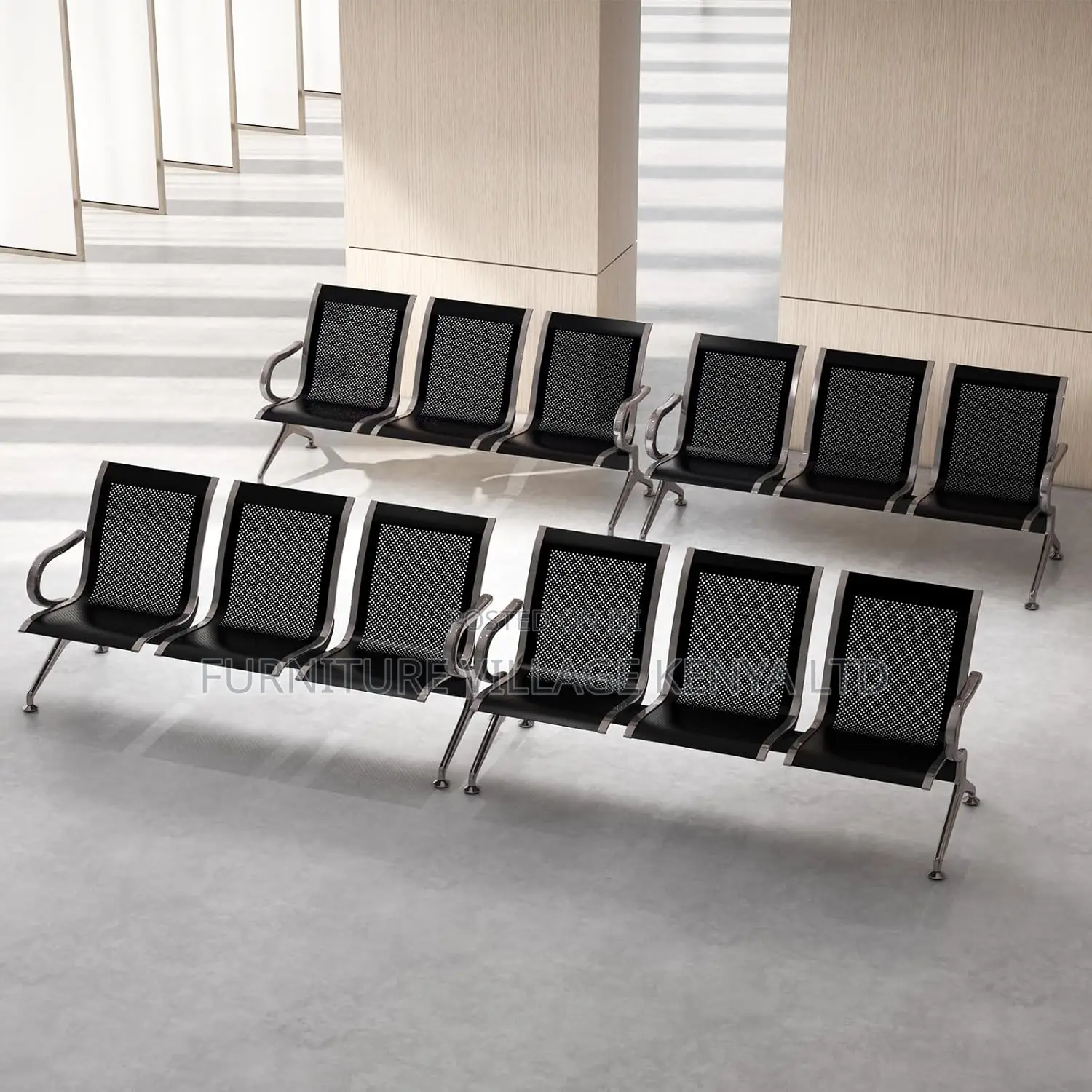 Office Benches; 3-Seat Waiting Room Chairs Set