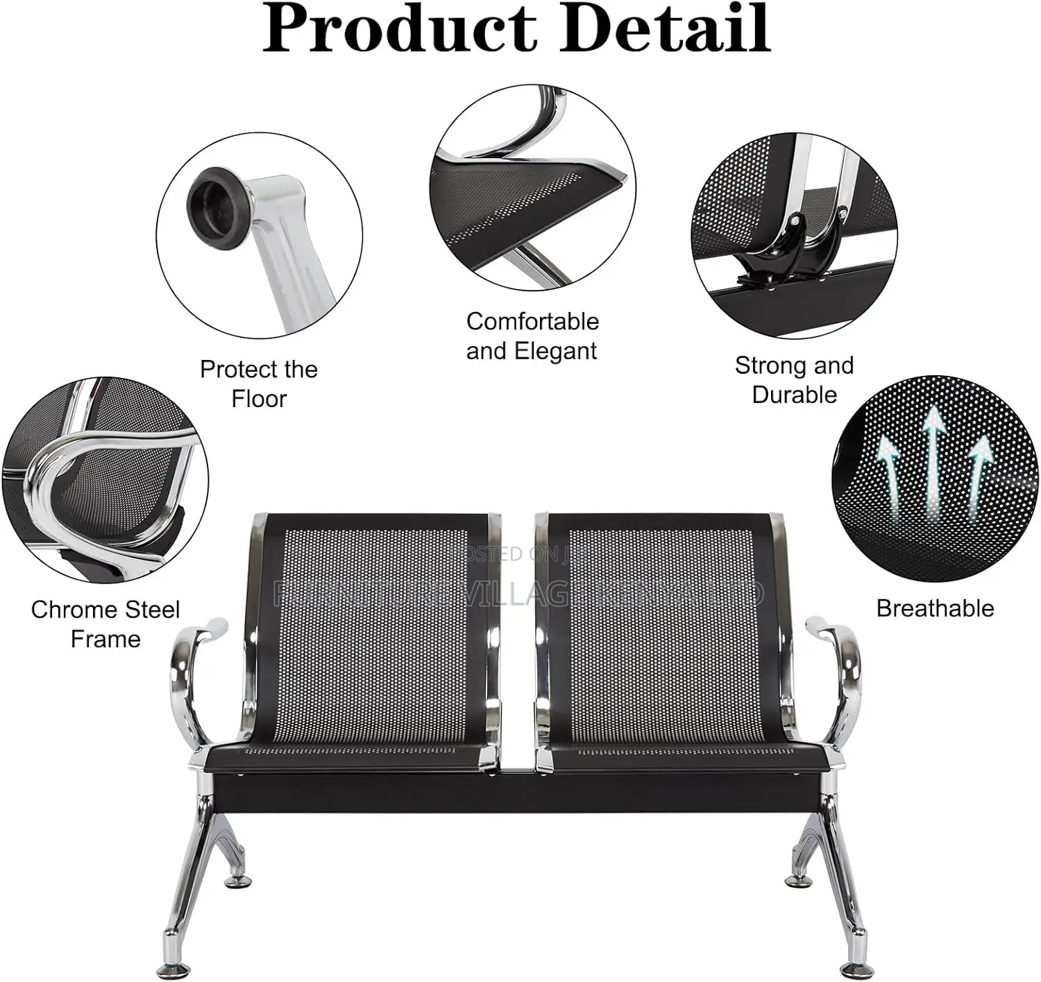 Office Reception Benches; 3 Seat Waiting Room Chairs