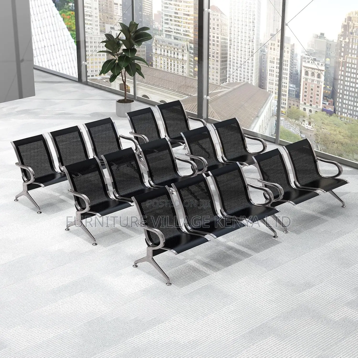 Office Reception Benches; 3 Seat Waiting Room Chairs