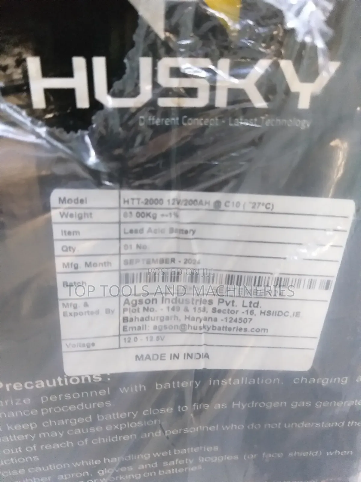 Husky India HTT-2000 12v200ah Tall Tubular Solar Battery