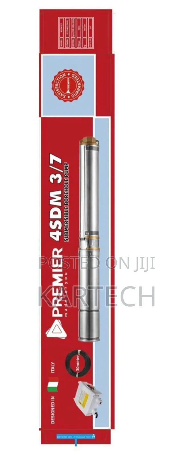 Premier Deep Well Submersible Pump 0.5hp 50M Head