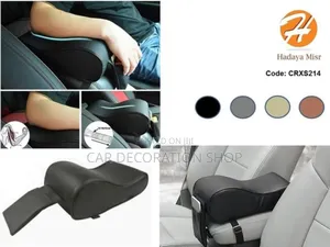 Car Armrest Pu Leather Top Spongy Cover With Phone Pocket