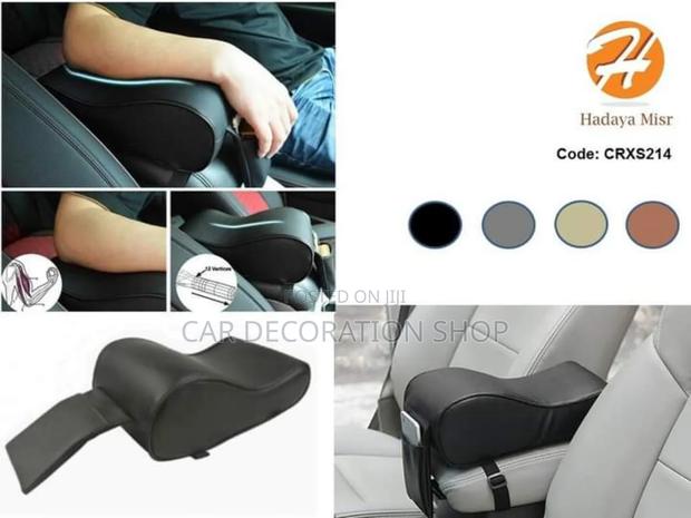 Car Armrest Pu Leather Top Spongy Cover With Phone Pocket