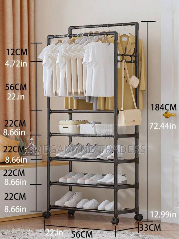 Shoe Rack With Wheels/Clothes Rack for Hanging - main view