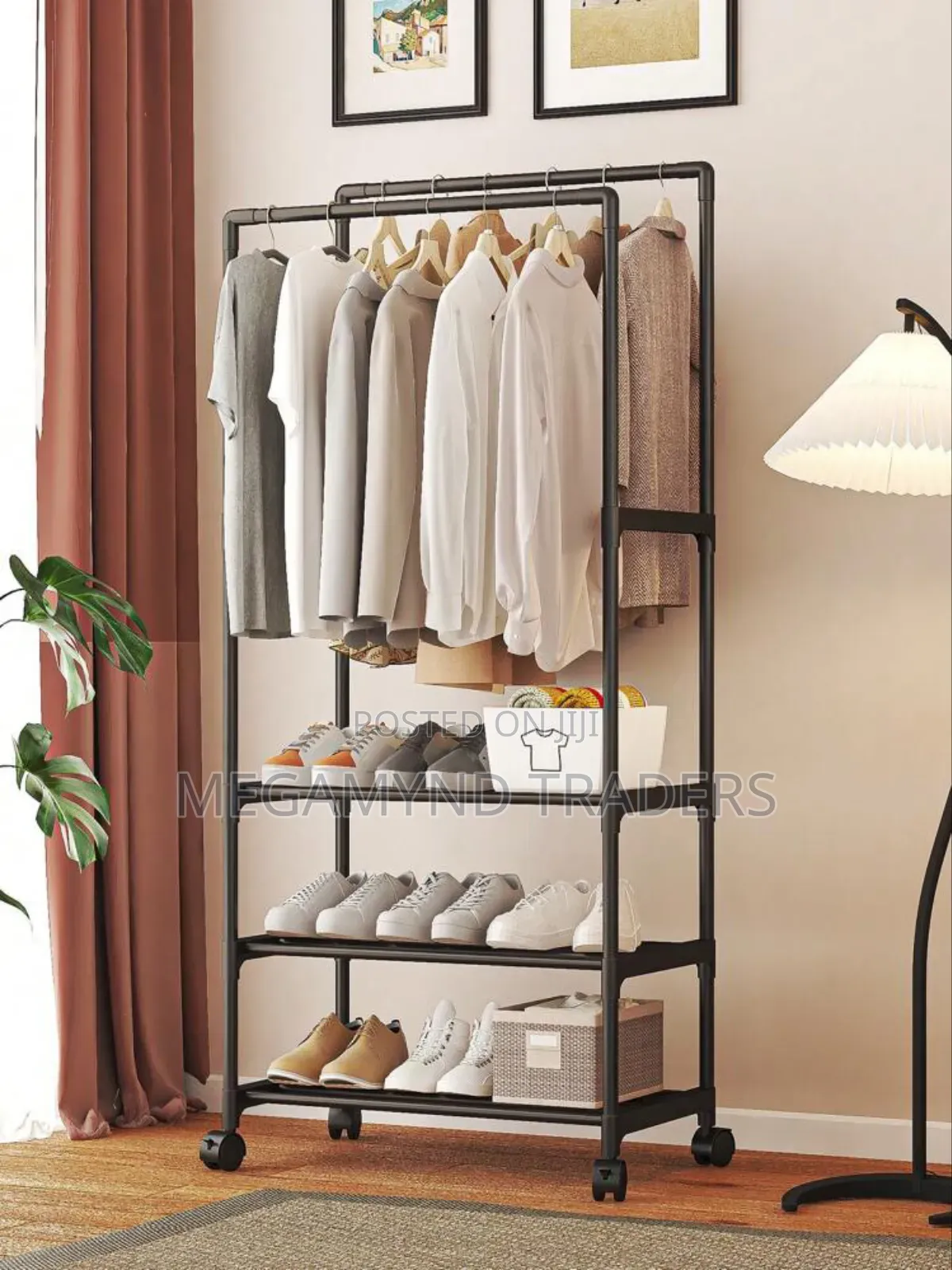 Shoe Rack With Wheels/Clothes Rack for Hanging