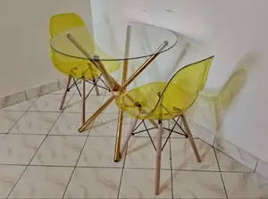 Glass Top Dining Table With Two Dining Chairs