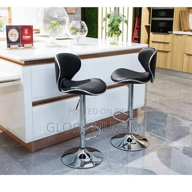 Black Leather Kitchen Stools - main view