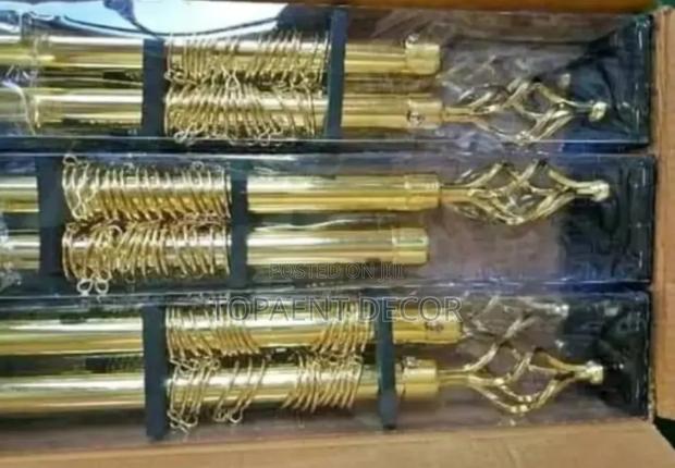 Shinny Gold Adjustable Window Curtain Rods - main view