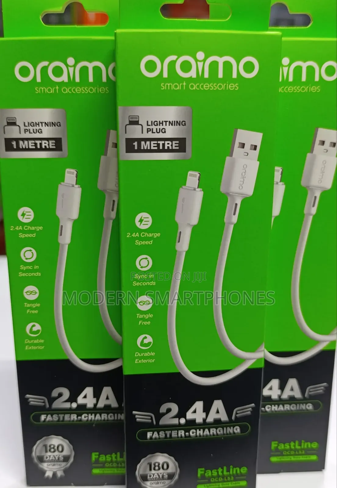 Oraimo iPhone Data Cable Duraline 2 OCD-L53 – White