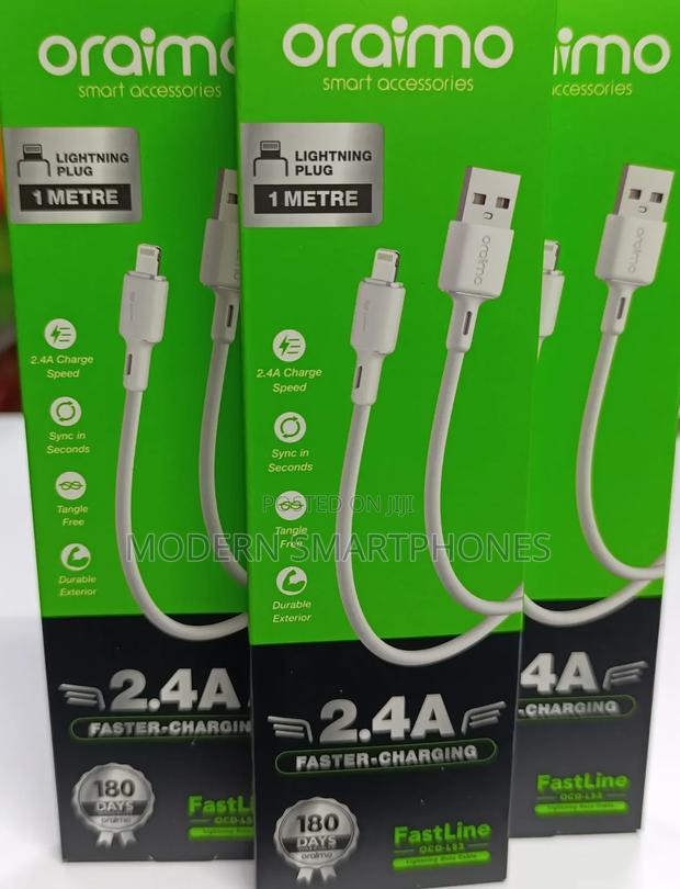 Oraimo iPhone Data Cable Duraline 2 OCD-L53 – White - thumbnail 2