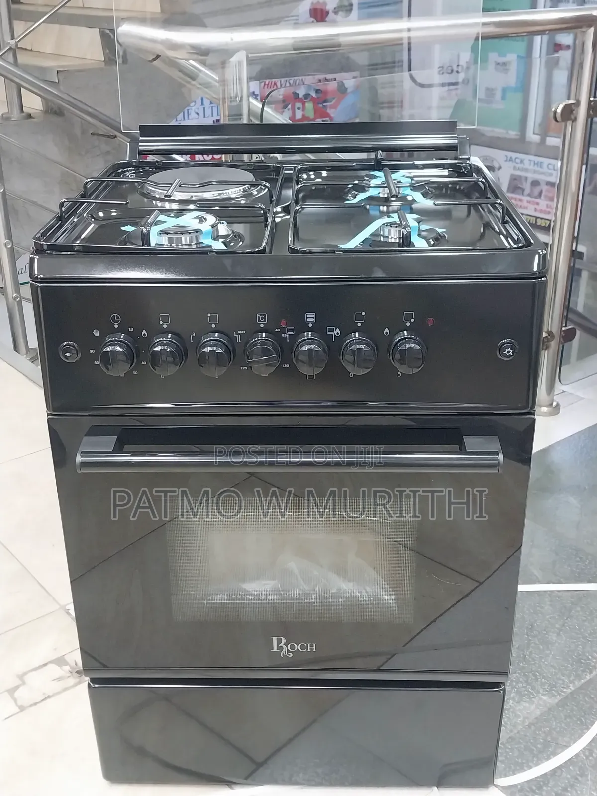 Cooker, Roch Standing Cooker/Oven 60×60 3gas+Electric Black