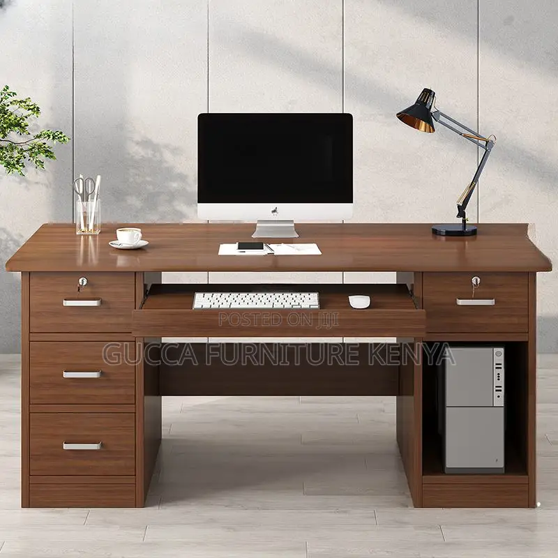 Office Tables:Modern Computer Work Desk With Locking Drawers
