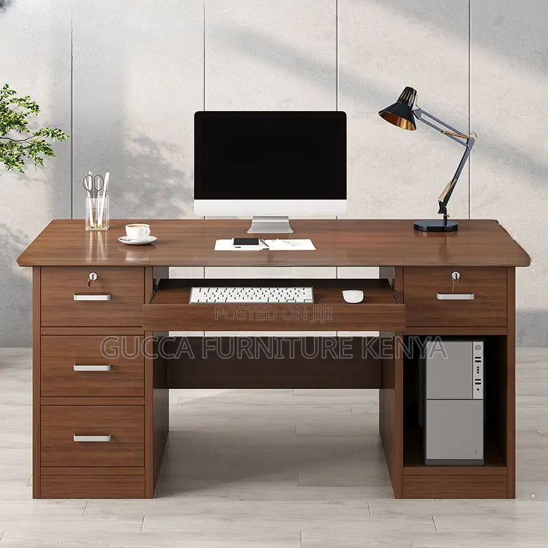 Office Tables:Modern Computer Work Desk With Locking Drawers