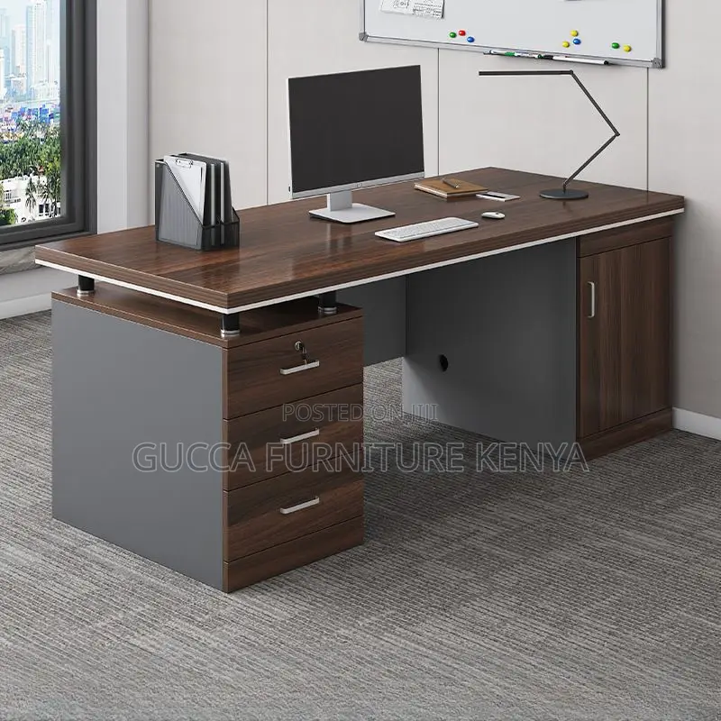 Office Tables:Modern Computer Work Desk With Locking Drawers