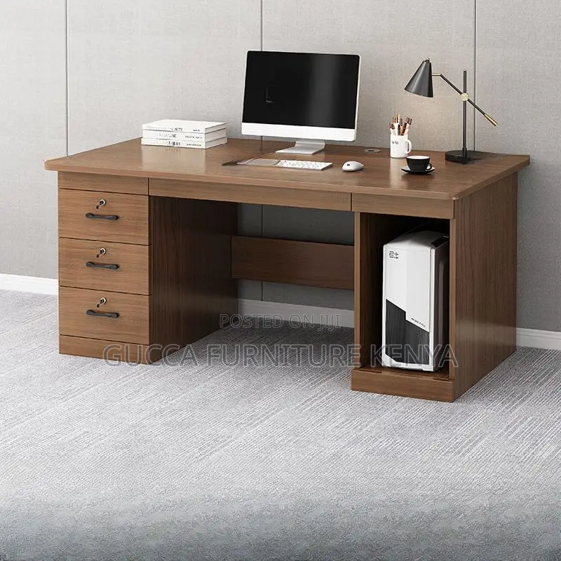 Office Tables:Modern Computer Work Desk With Locking Drawers