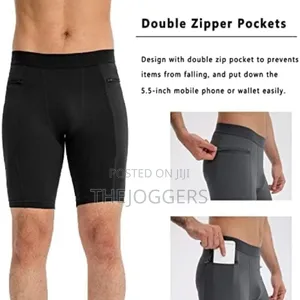 Men's Running,Gym Compression Short With Zipper Pockets