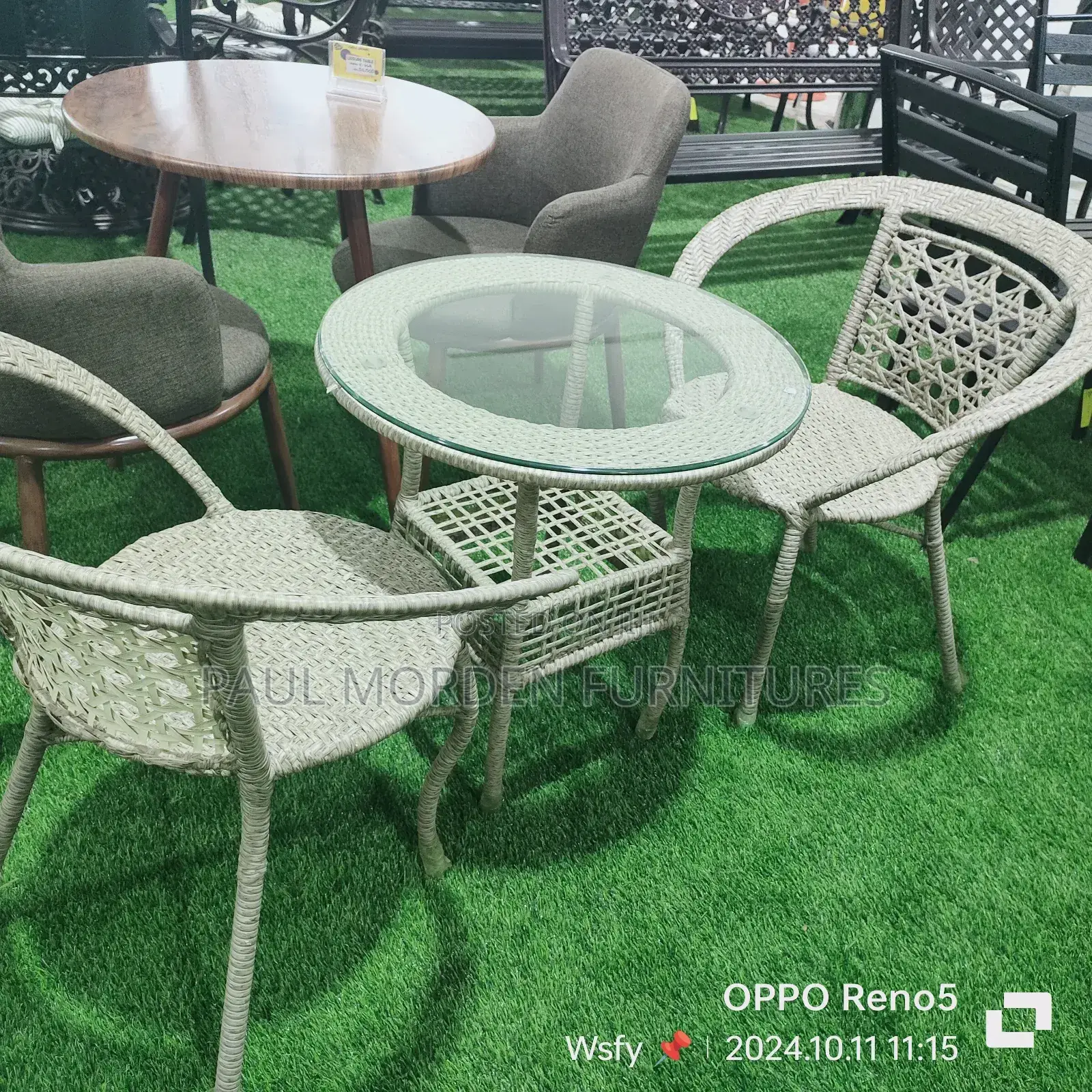 Outdoor Dining Round Table With Two Dining Chairs