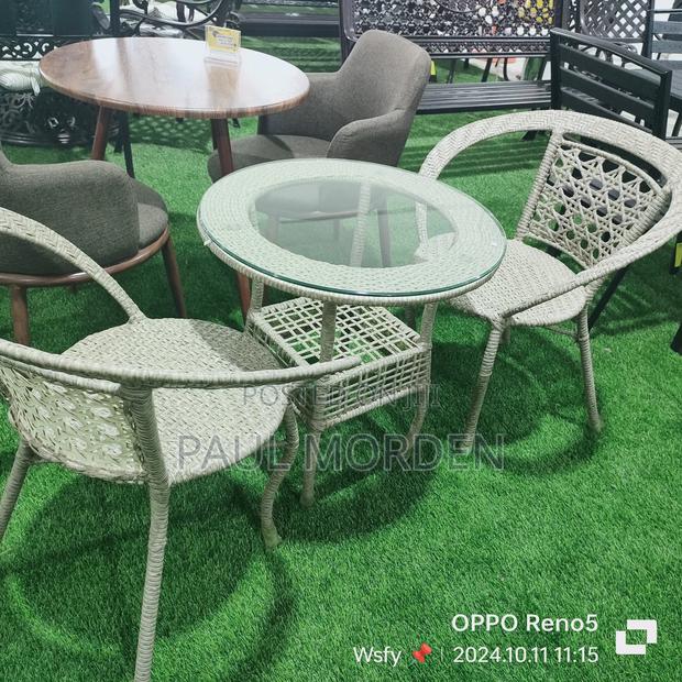 Outdoor Dining Round Table With Two Dining Chairs