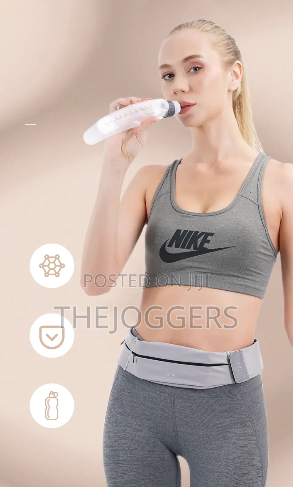 Waterproof Slim Running Belt With 300ml Water Bottle