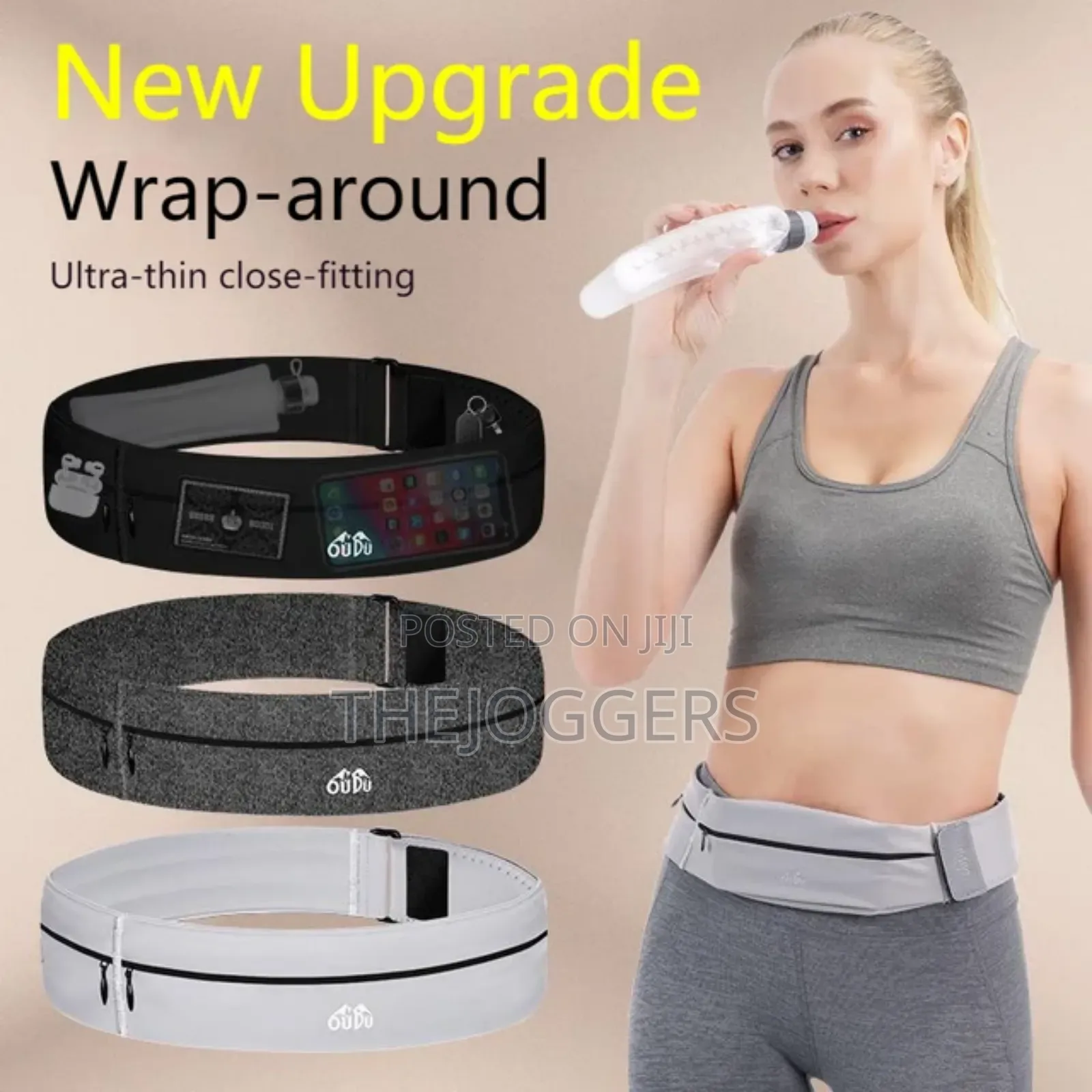 Waterproof Slim Running Belt With 300ml Water Bottle