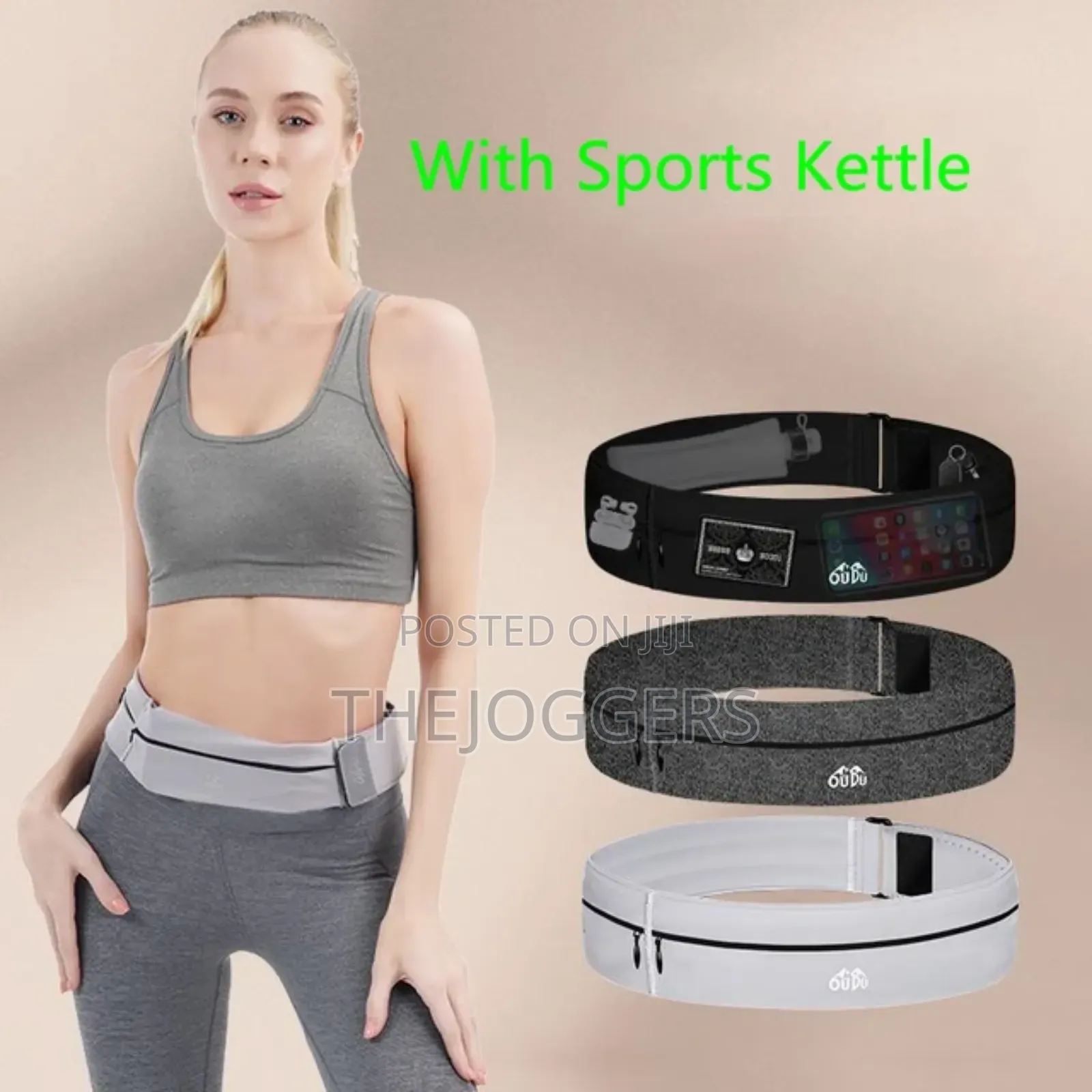 Waterproof Slim Running Belt With 300ml Water Bottle