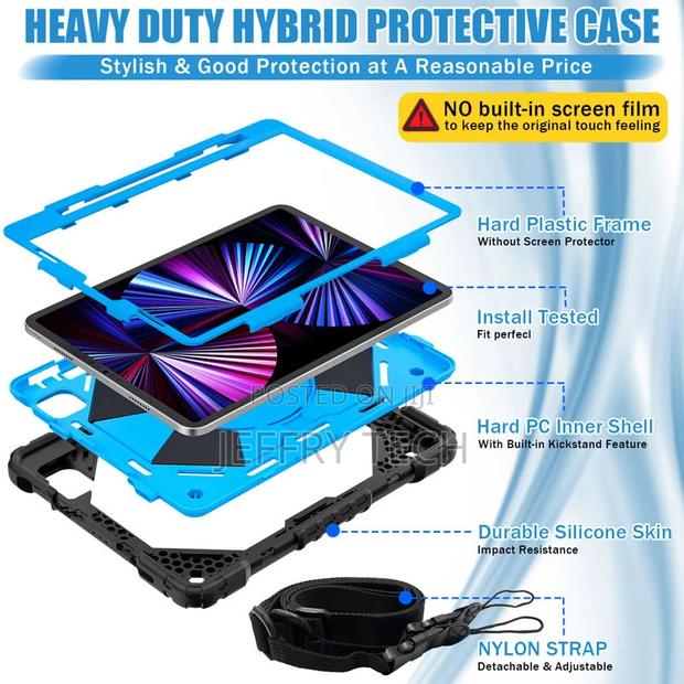 iPad Air 5 2022 Shockproof Protective Cover Kikstand -Blue - thumbnail 2