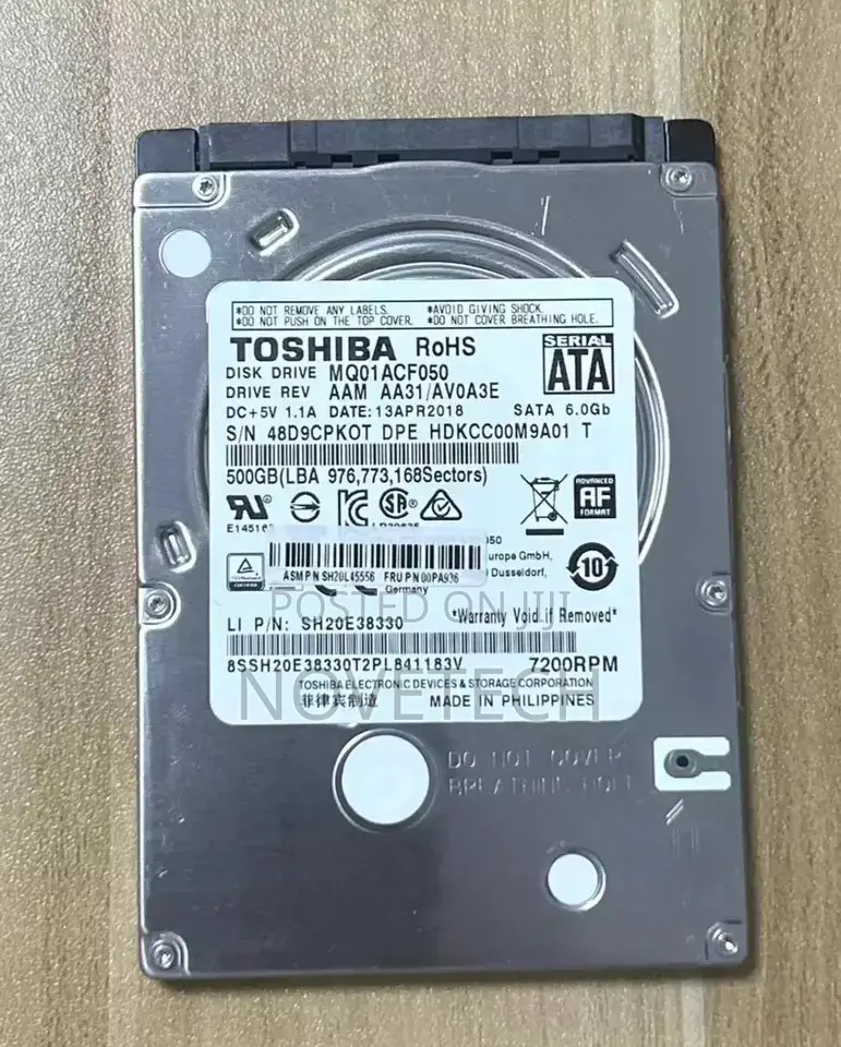 (New) Toshiba 500gb 2.5" Sata Laptop Hard Disk Drive HDD