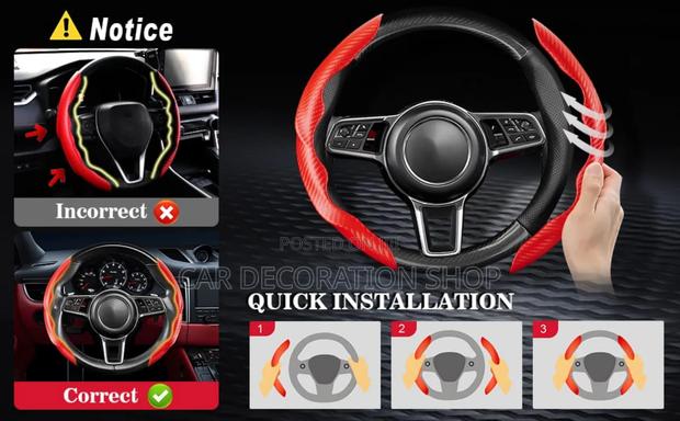 Flexible 2set Pack Carbon Red Easy Installed Steering Cover - thumbnail 3