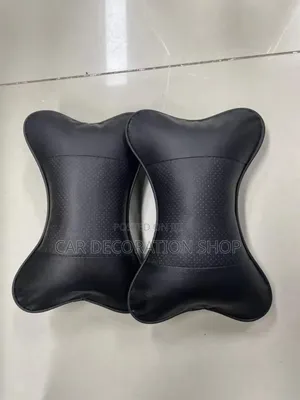 Black Leather Universal Foam 2pc Neck Pillow