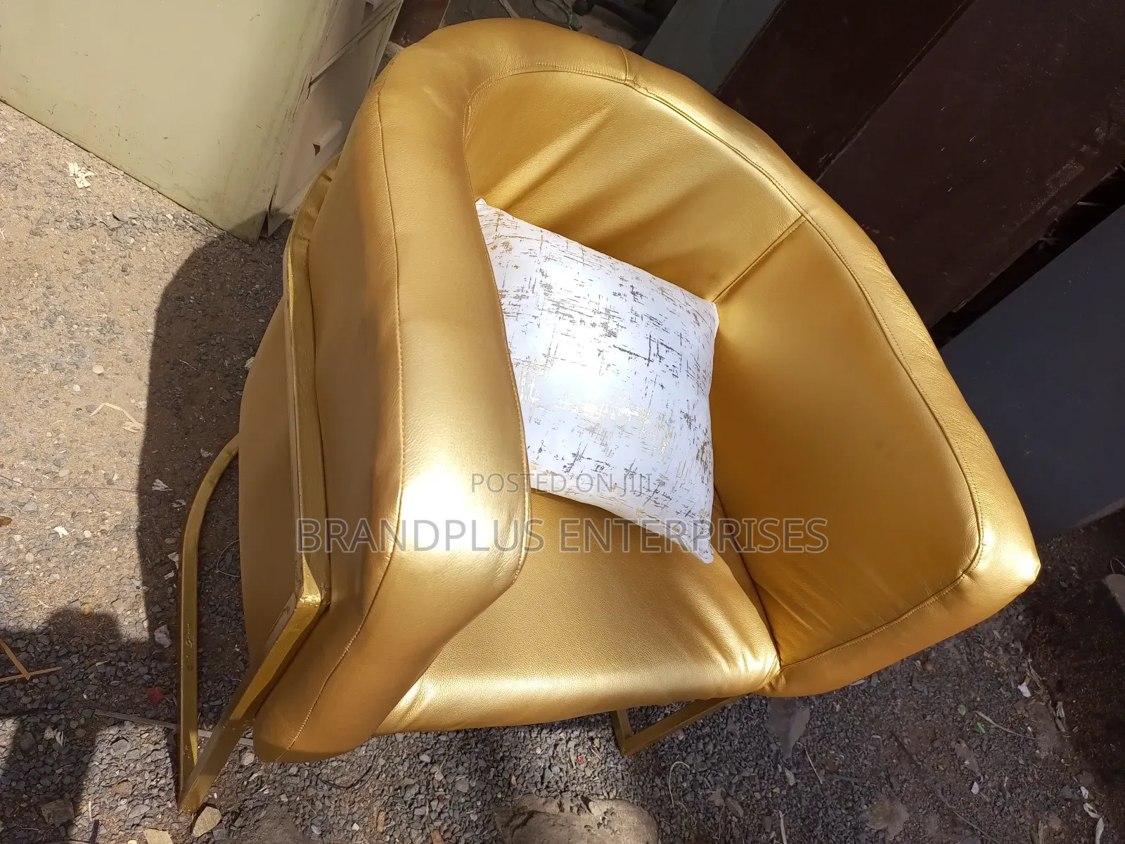 Leather Gold Color Styling Chair