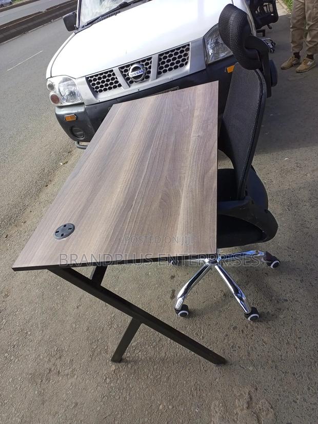 Metallic Stand Table and Headrest Chair
