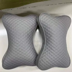 Grey Stitched Soft Leather Finish Neck Pillow