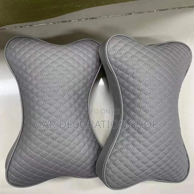 Grey Stitched Soft Leather Finish Neck Pillow - main view