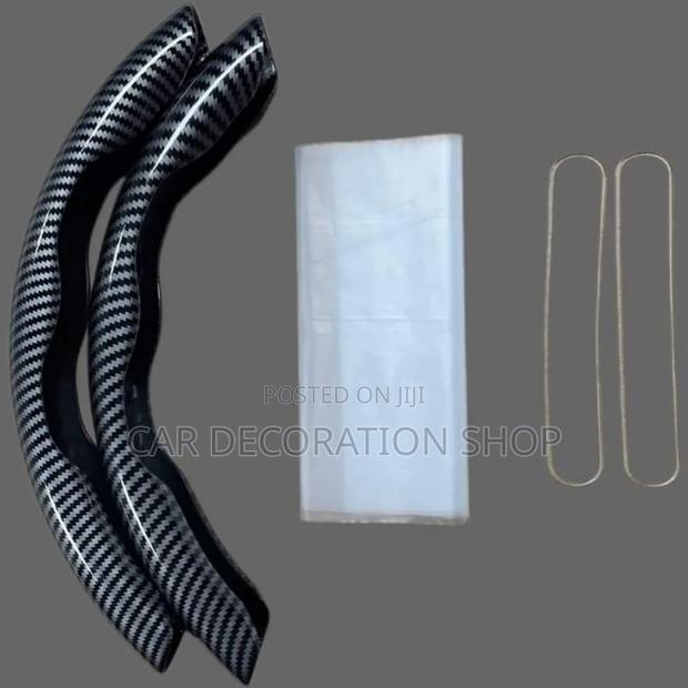 2pc Carbon Black Antiskid Steering Wheel Cover Universal - thumbnail 2