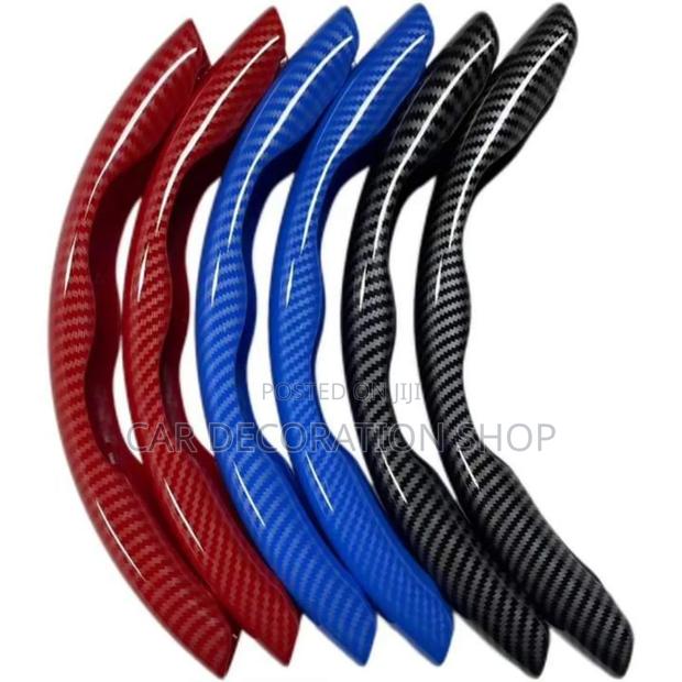 2pc Carbon Black Antiskid Steering Wheel Cover Universal - thumbnail 5