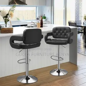 Home Chairs: Generic Leather Adjustable Height Bar Stool.