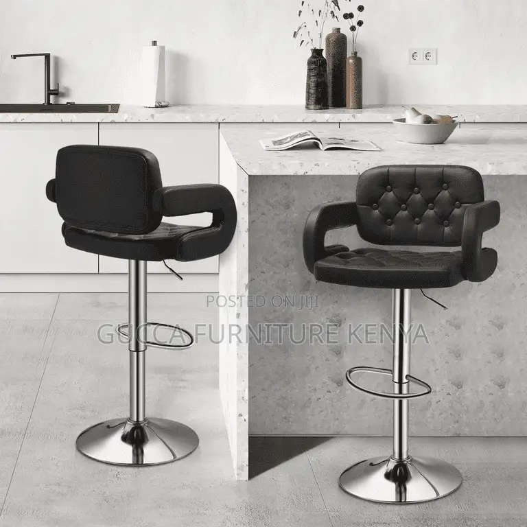 Home Chairs: Generic Leather Adjustable Height Bar Stool.