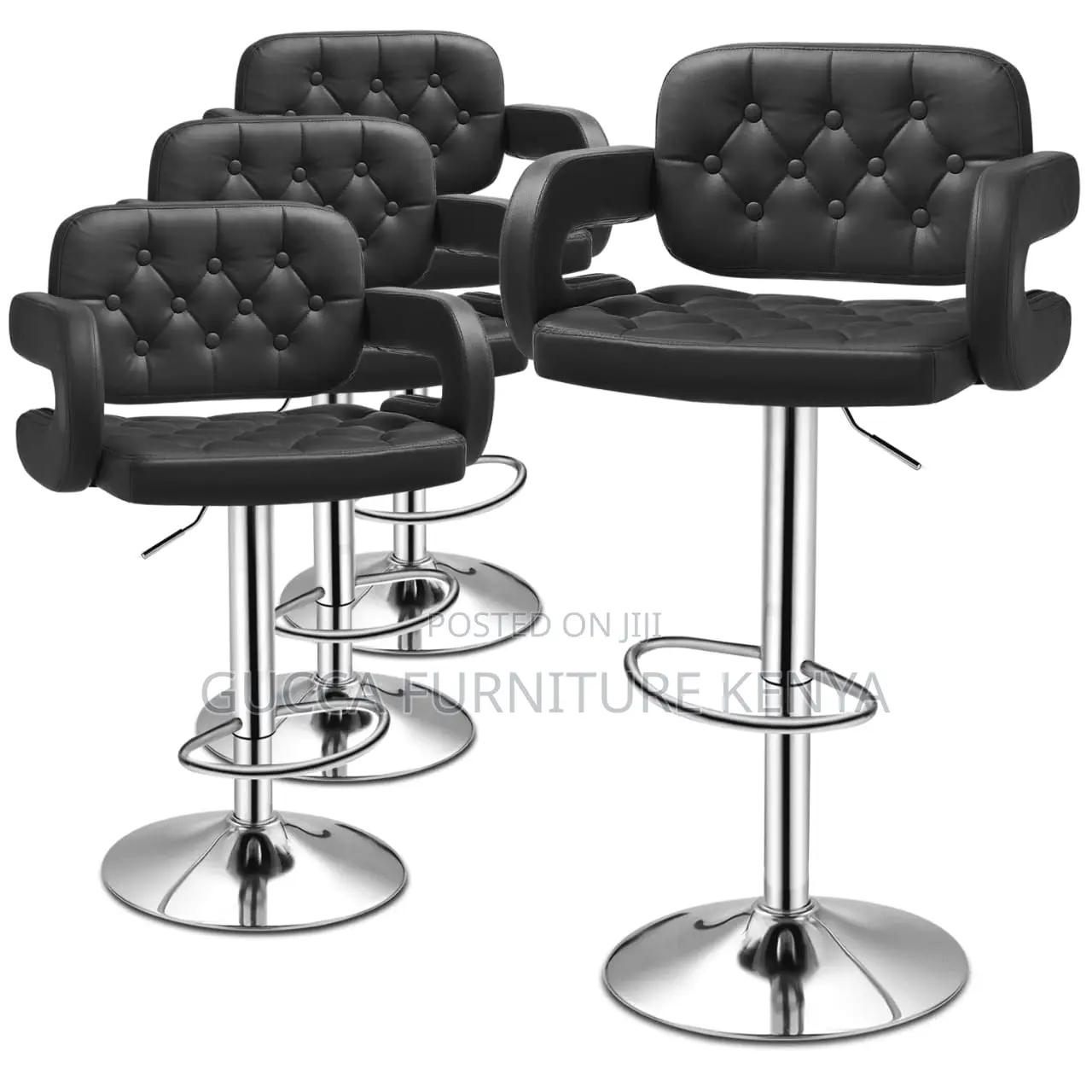 Home Chairs: Generic Leather Adjustable Height Bar Stool.