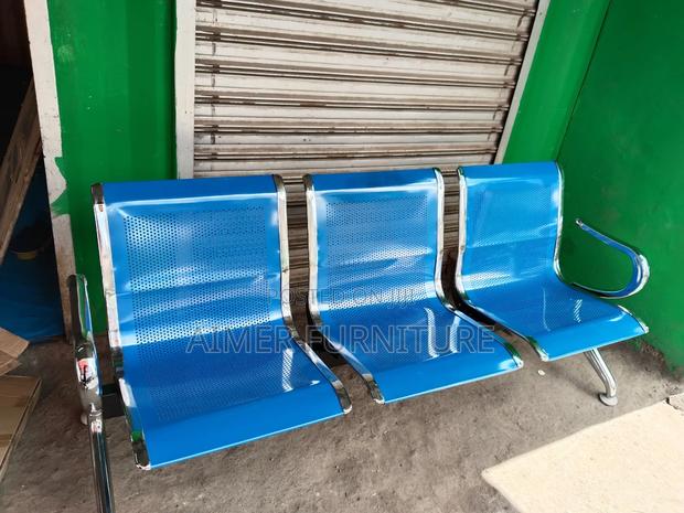 Blue Unpadded Airport Chair