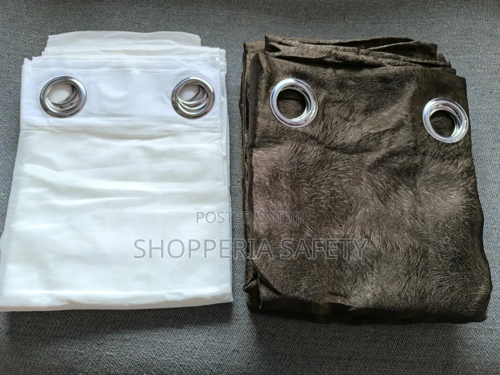 Brown 3 PCS Curtains With Cream Curtains