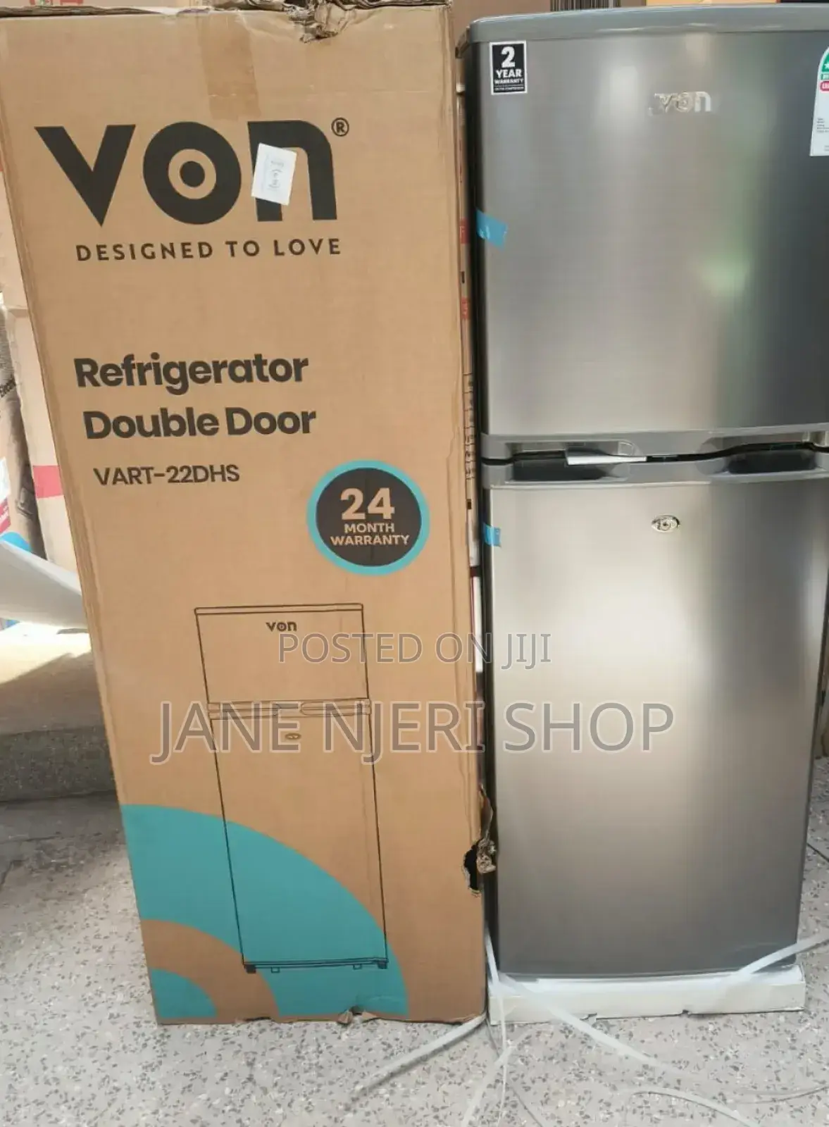 Silver VON 138L Double Door Refrigerator v/N-138l