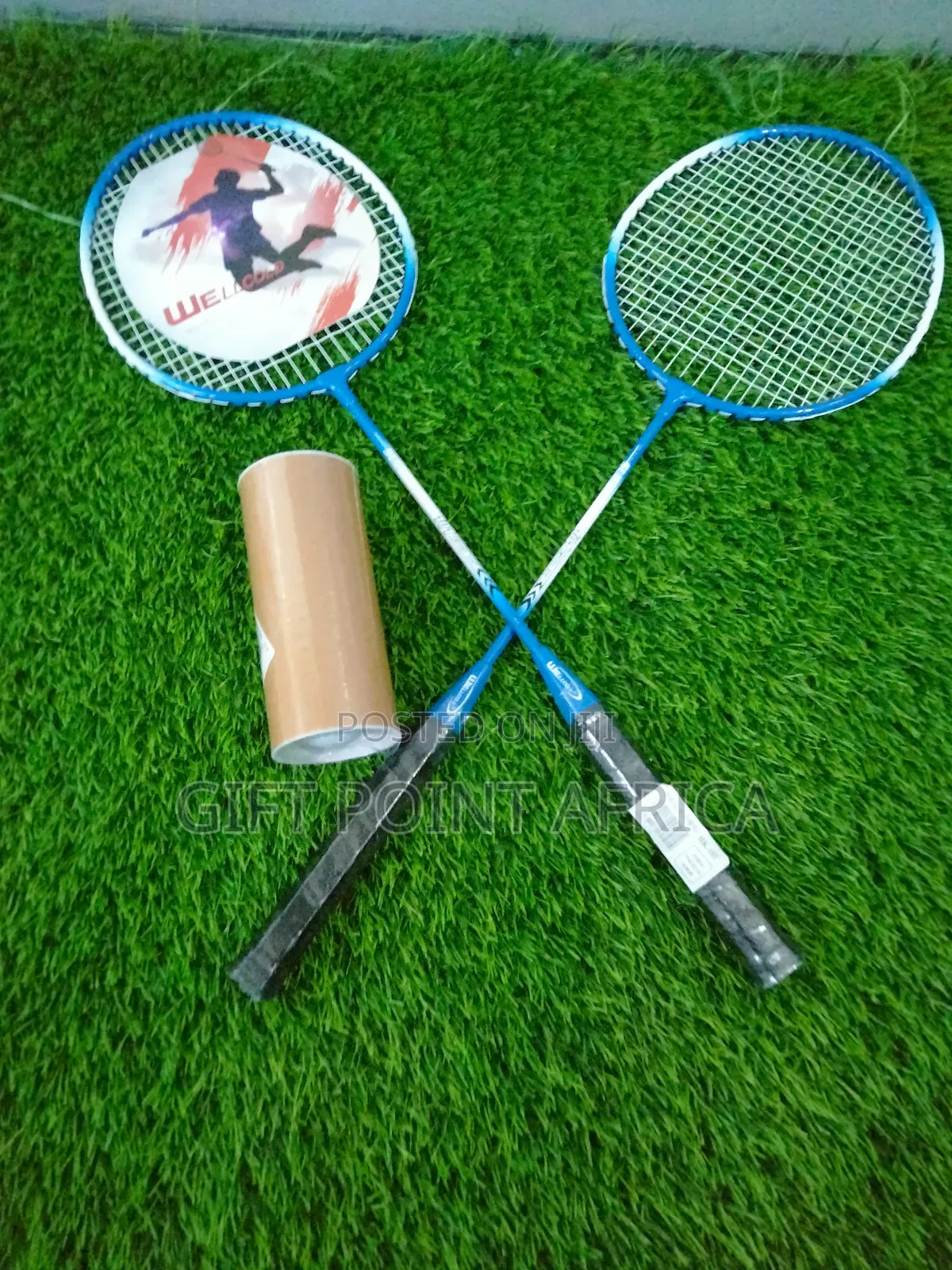 Blue Badminton Racket With 2 Racket and 3 Shuttlecock