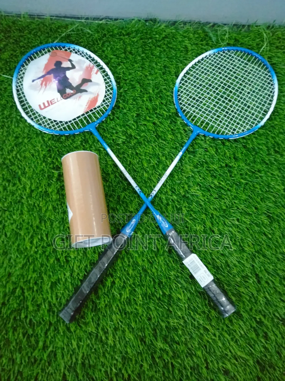 Blue Badminton Racket With 2 Racket and 3 Shuttlecock