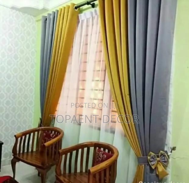 Yellow Blended With Grey Window Curtains and Sheer - main view